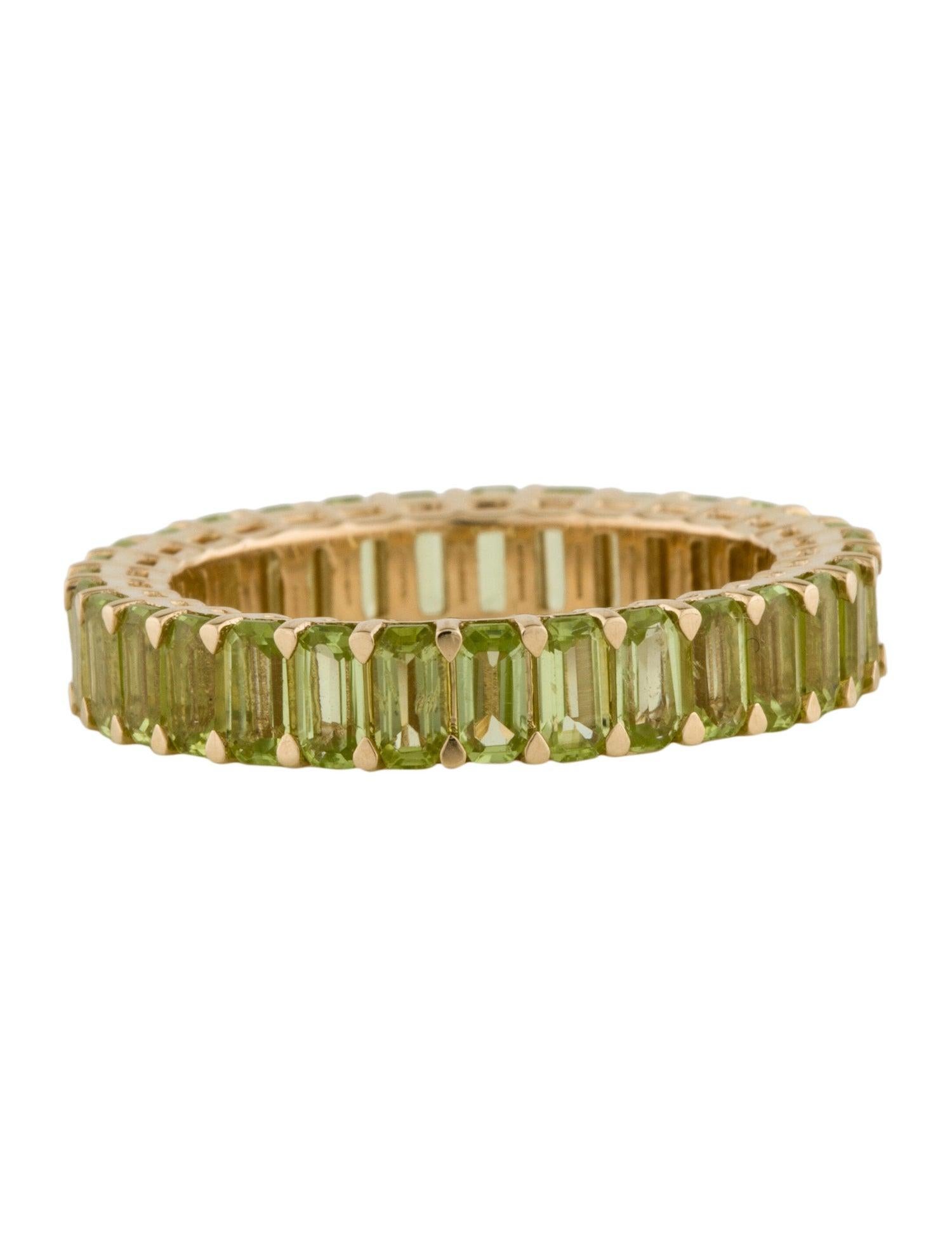 Luxury 14K Peridot Eternity Band Ring 4.21ctw - Size 6.75 - Statement Jewelry In New Condition In Holtsville, NY