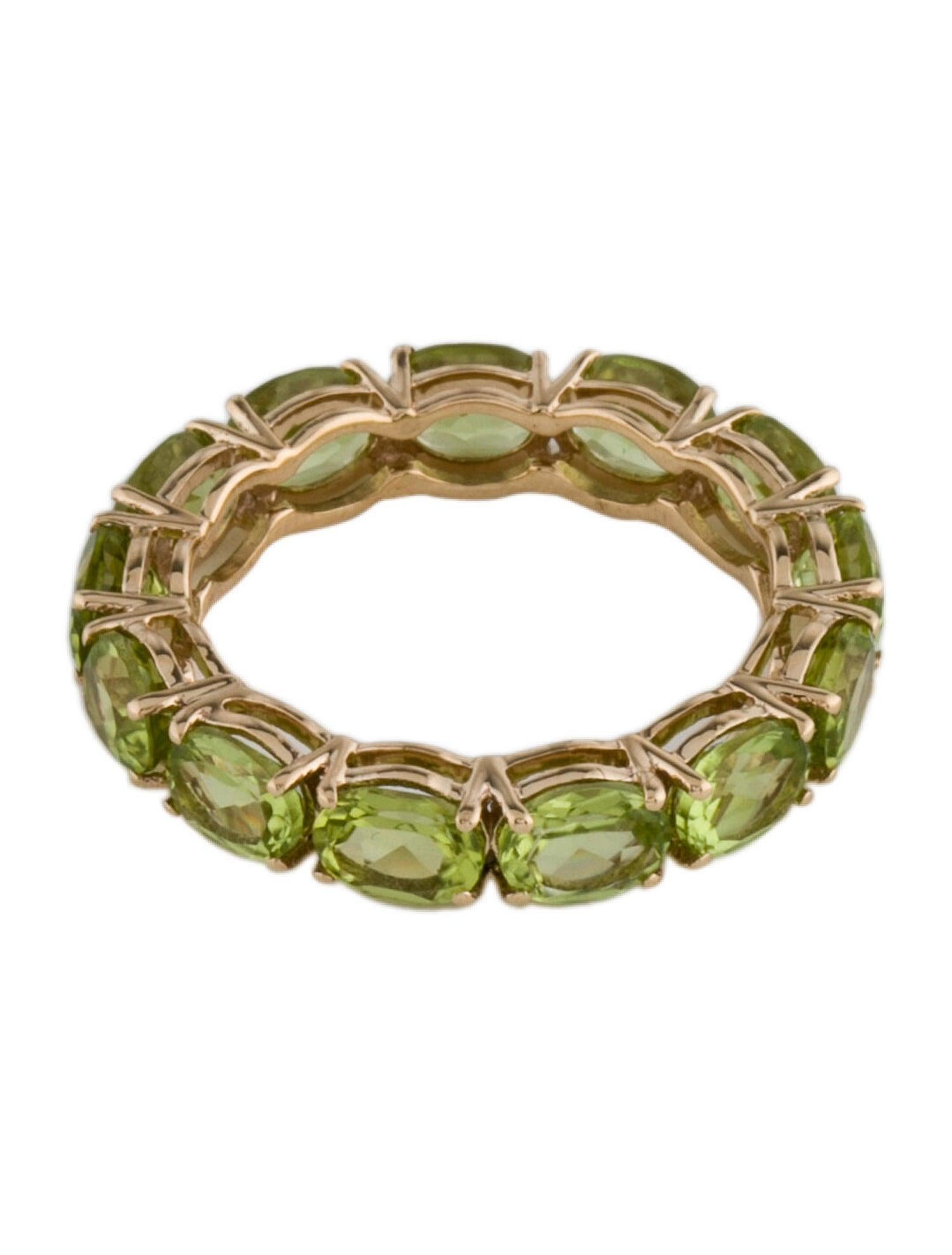 Oval Cut Elegant 14K Peridot Eternity Band Ring - Size 6.75  Luxurious Gemstone Jewelry For Sale