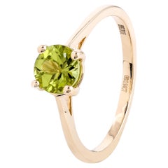 Elegante Anillo de Cóctel de Peridoto de 14K, Talla 7 - Impresionante Pieza de Joyería de Declaración