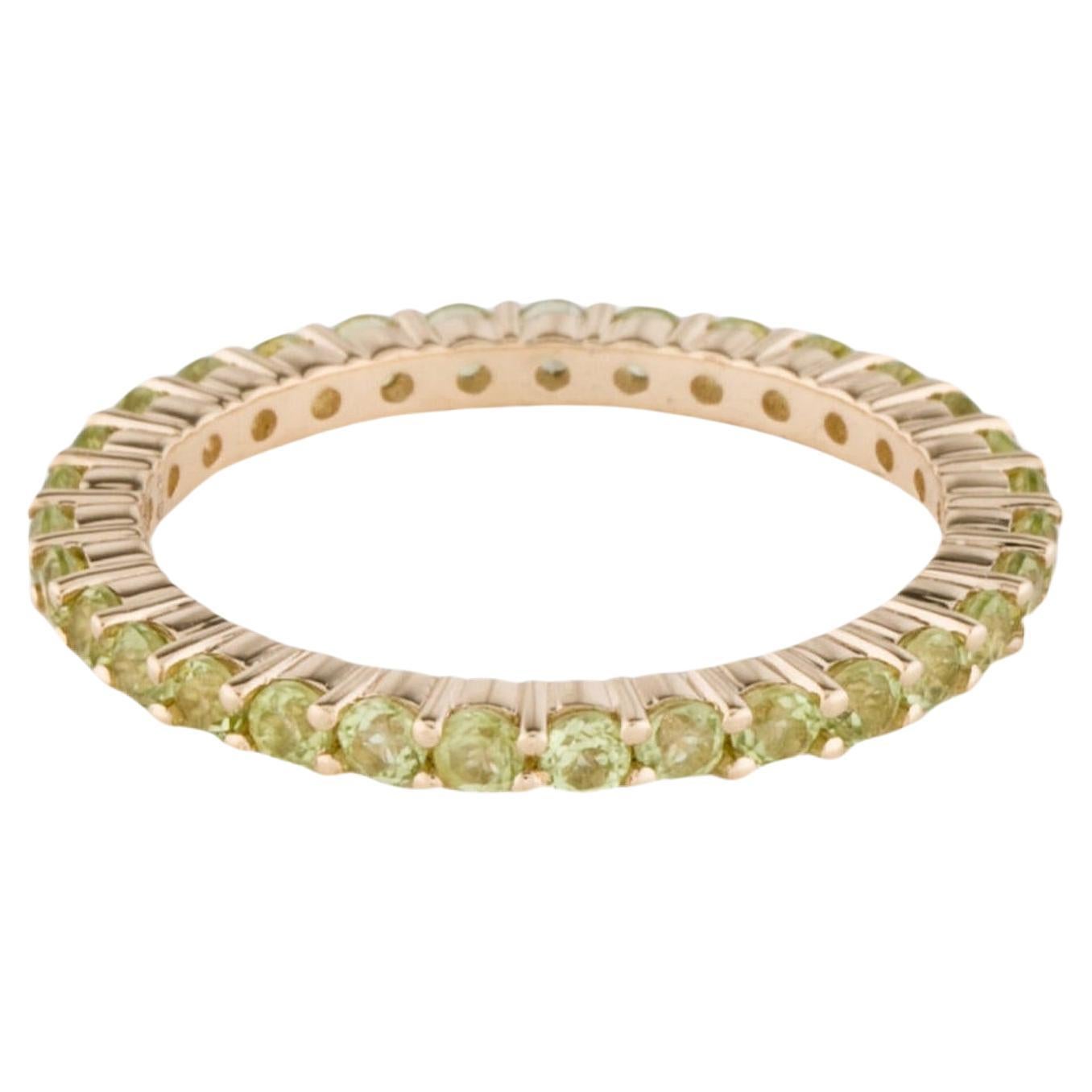 Chic 14K Peridot Eternity Band Ring, Size 7 - Timeless Statement Jewelry Piece For Sale