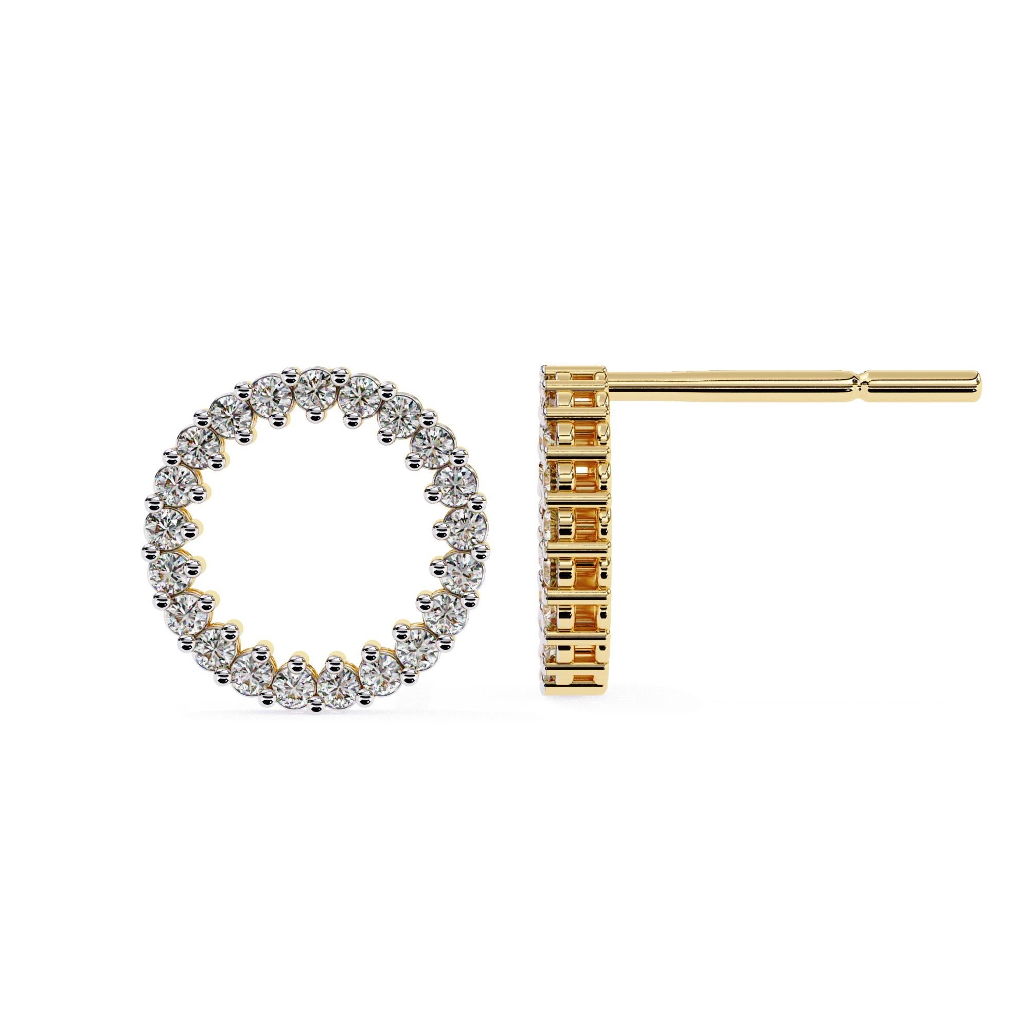 Artigiano Orecchini con diamanti naturali Harmony in oro giallo 14KT in vendita