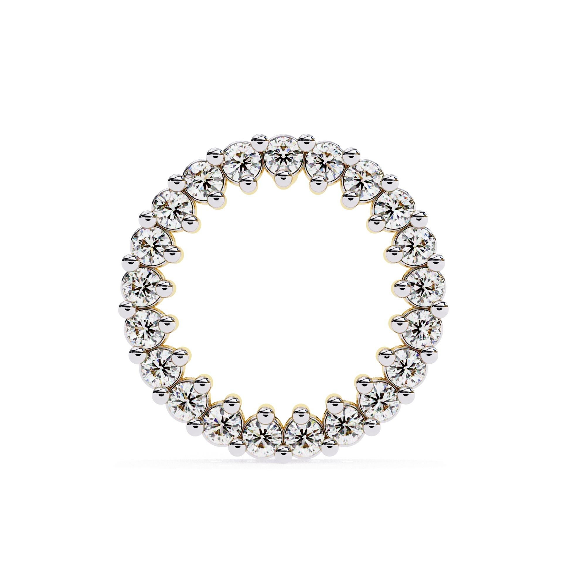 Taglio rotondo Orecchini con diamanti naturali Harmony in oro giallo 14KT in vendita
