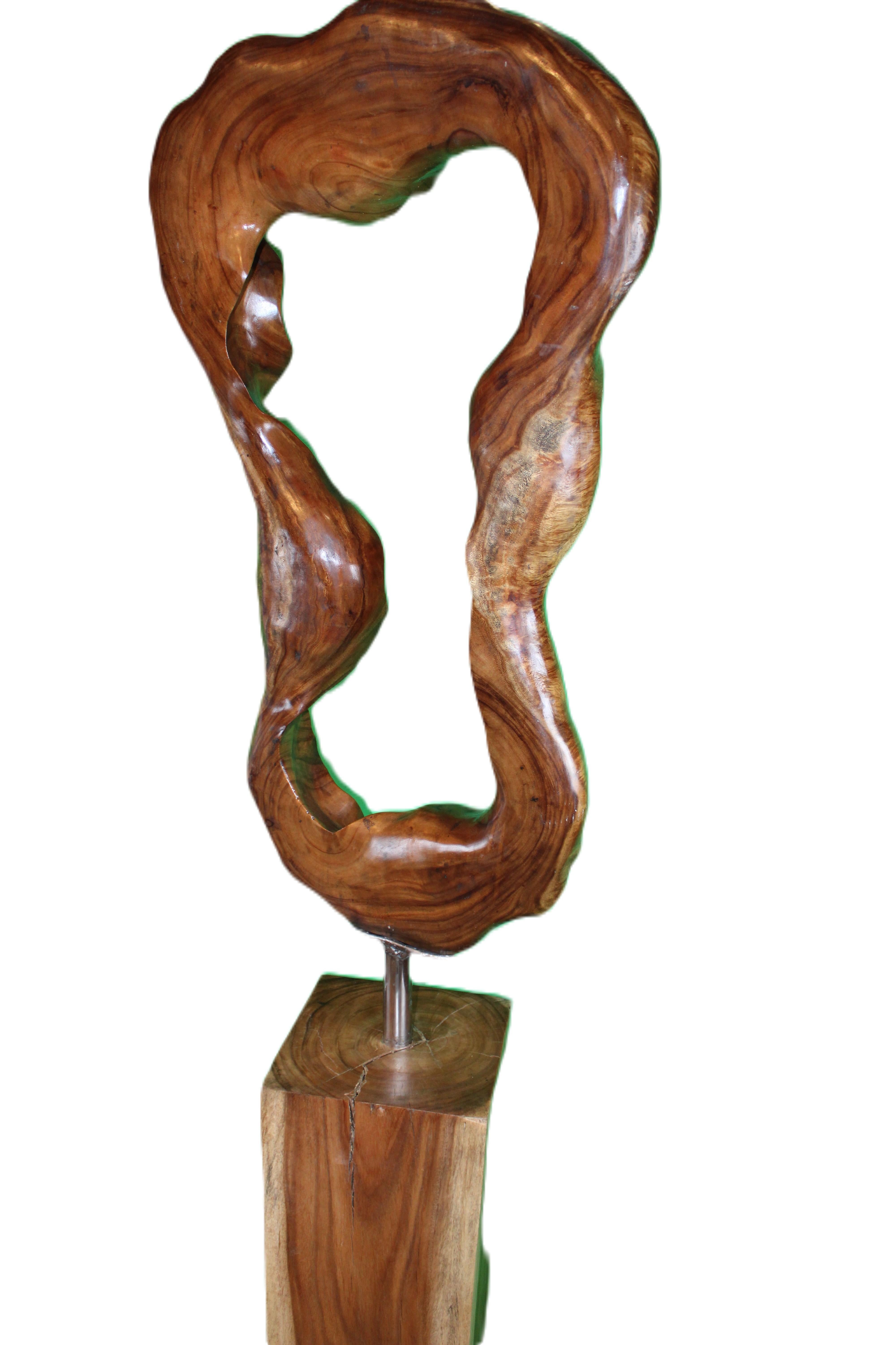 Contemporary Harmony Unveiled: Balinese Abstract Wooden Sculpture For Sale