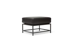 Harness Black Leather and Blackened Steel Ottoman