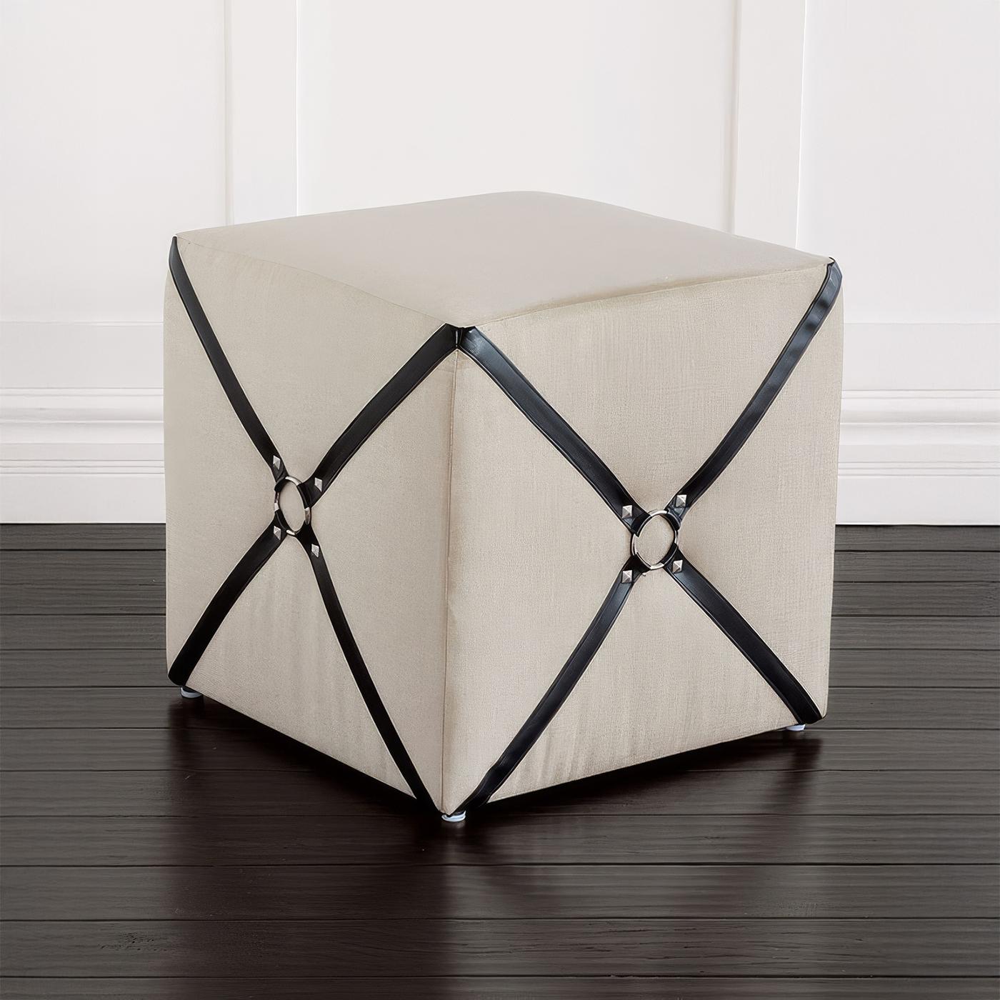 Modern Harness Cube Ottoman For Sale