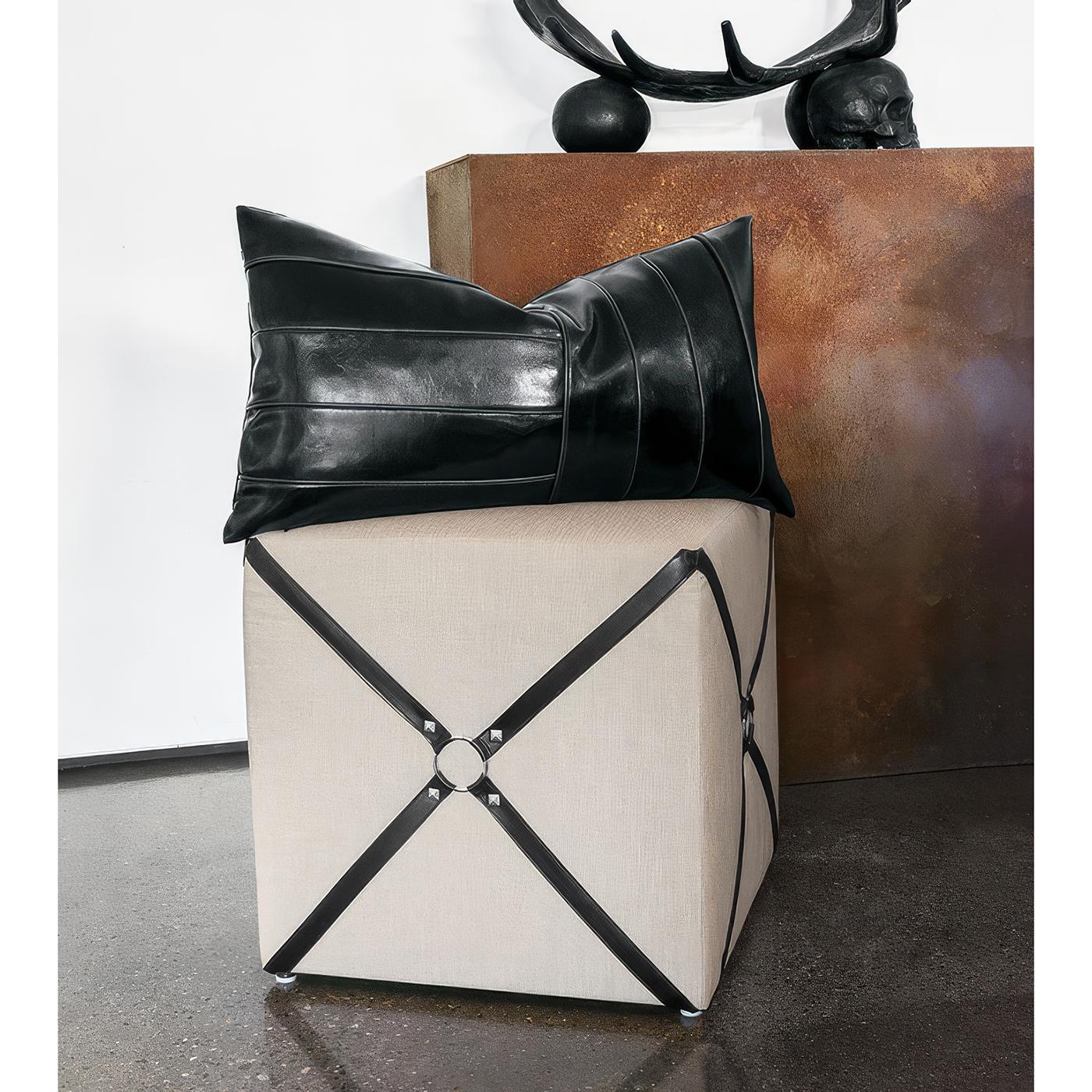 Contemporary Harness Cube Ottoman For Sale
