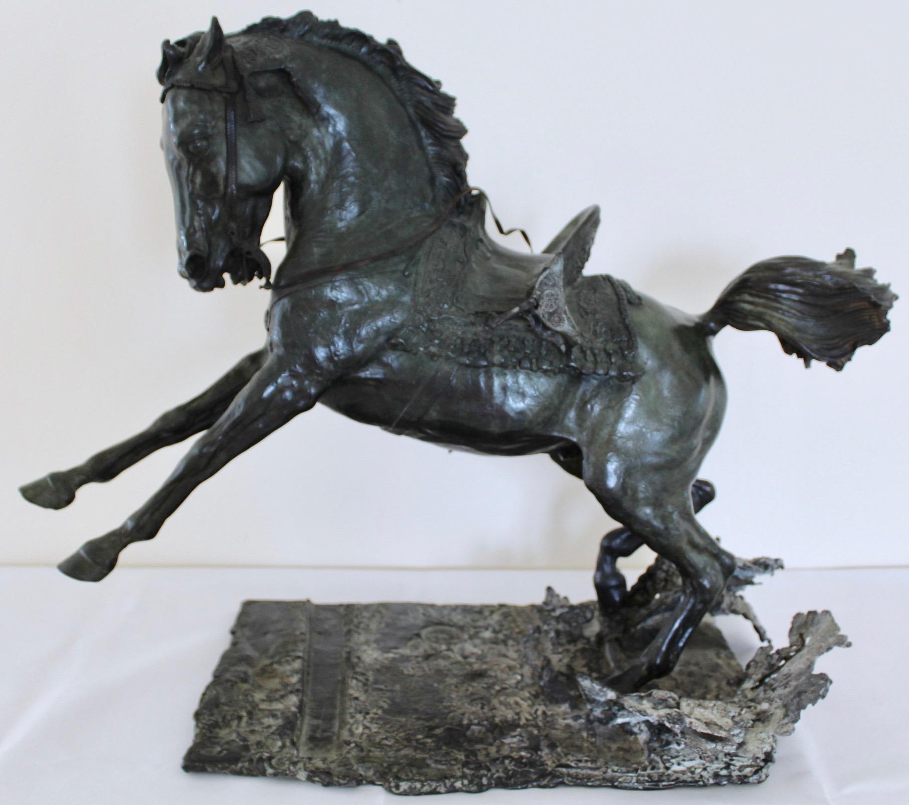 Harnessed Arabic Horse by F. Jager For Sale