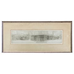 Harold Altman Conversation Panoramic Mid-Century Modern Etching