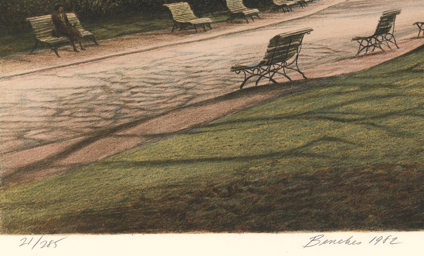 Bancs.  [Central Park.] - Réalisme Print par Harold Altman