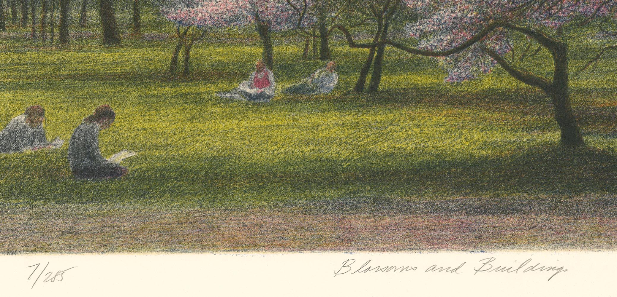 Blossoms and Buildings.  [Central Park.] - Realist Print by Harold Altman