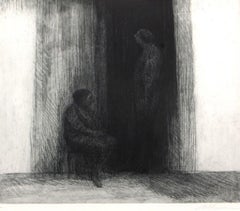 Doorway with Figures-Limited Edition Etching, EA, Signed by Artist