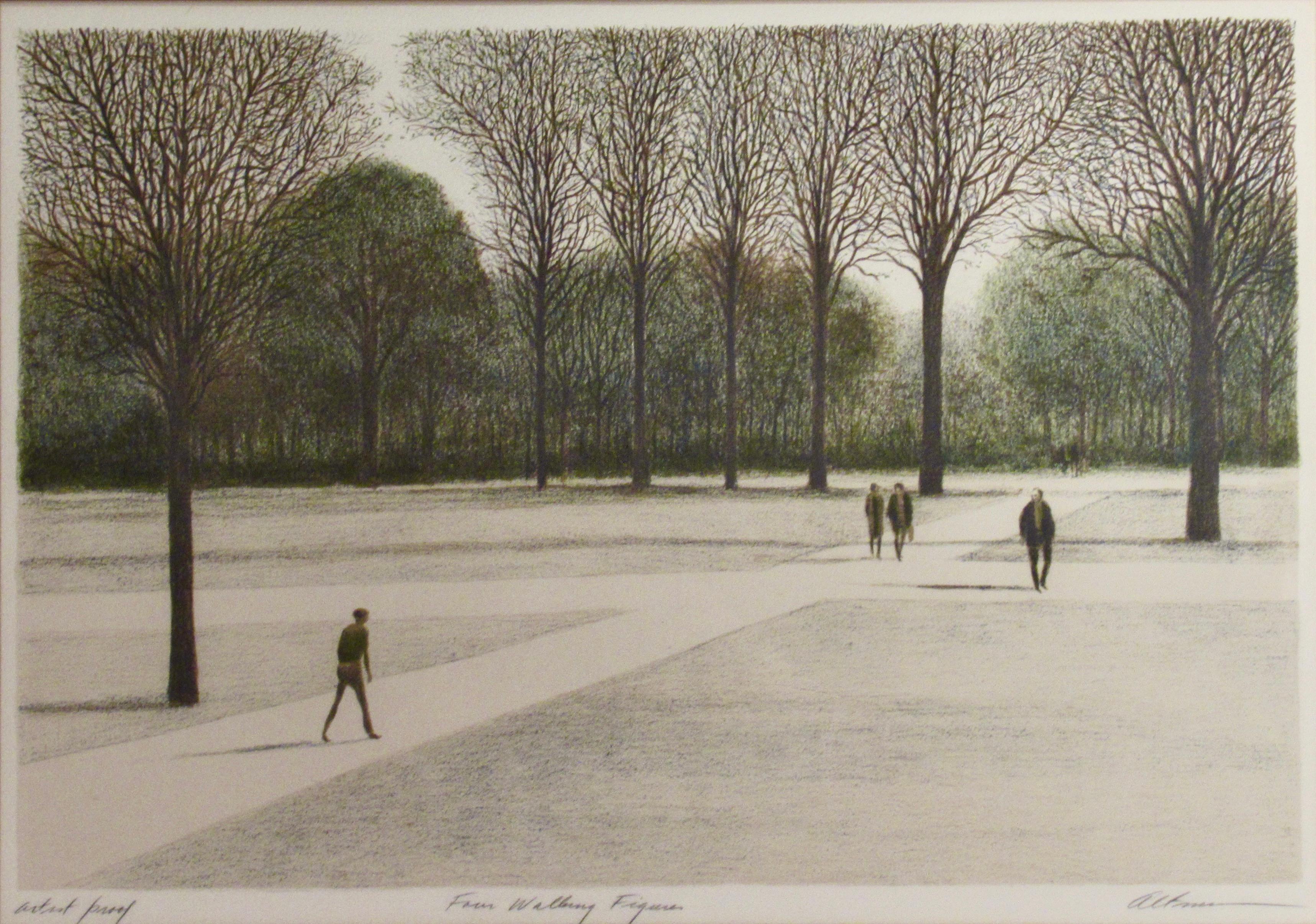 Four Walking Figures - Print by Harold Altman