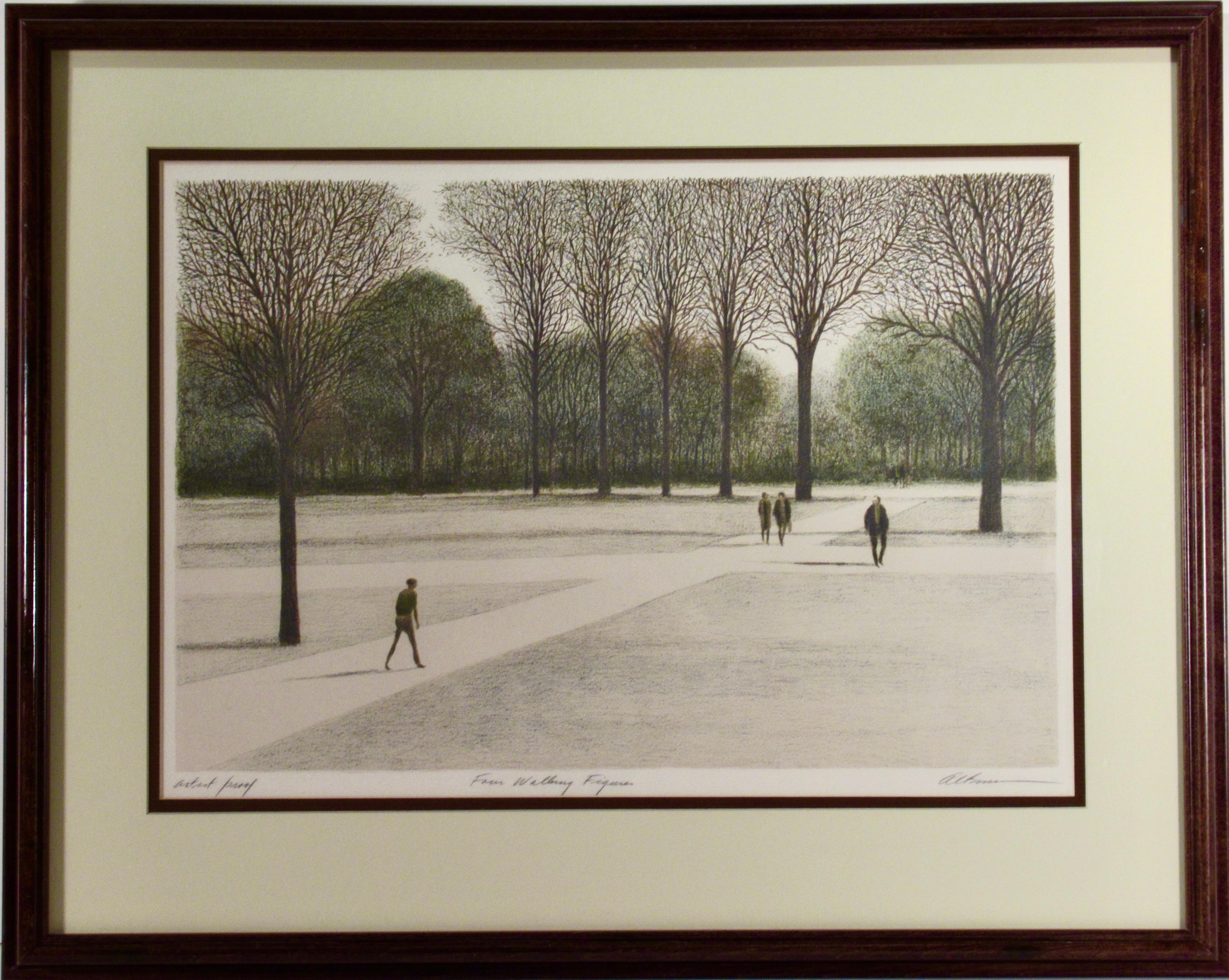 Harold Altman Landscape Print - Four Walking Figures