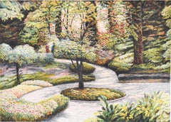 Harold Altman - Flower garden - Color Lithograph- Framed - EA