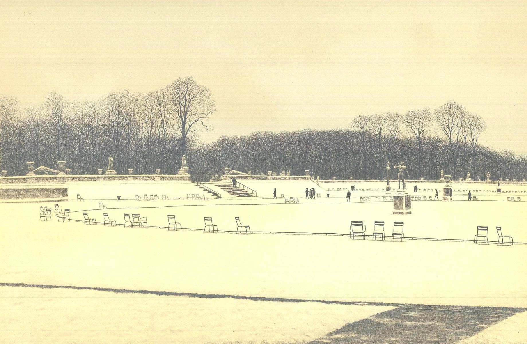 Harold Altman 'Park Scene' 1970- Lithograph For Sale 1