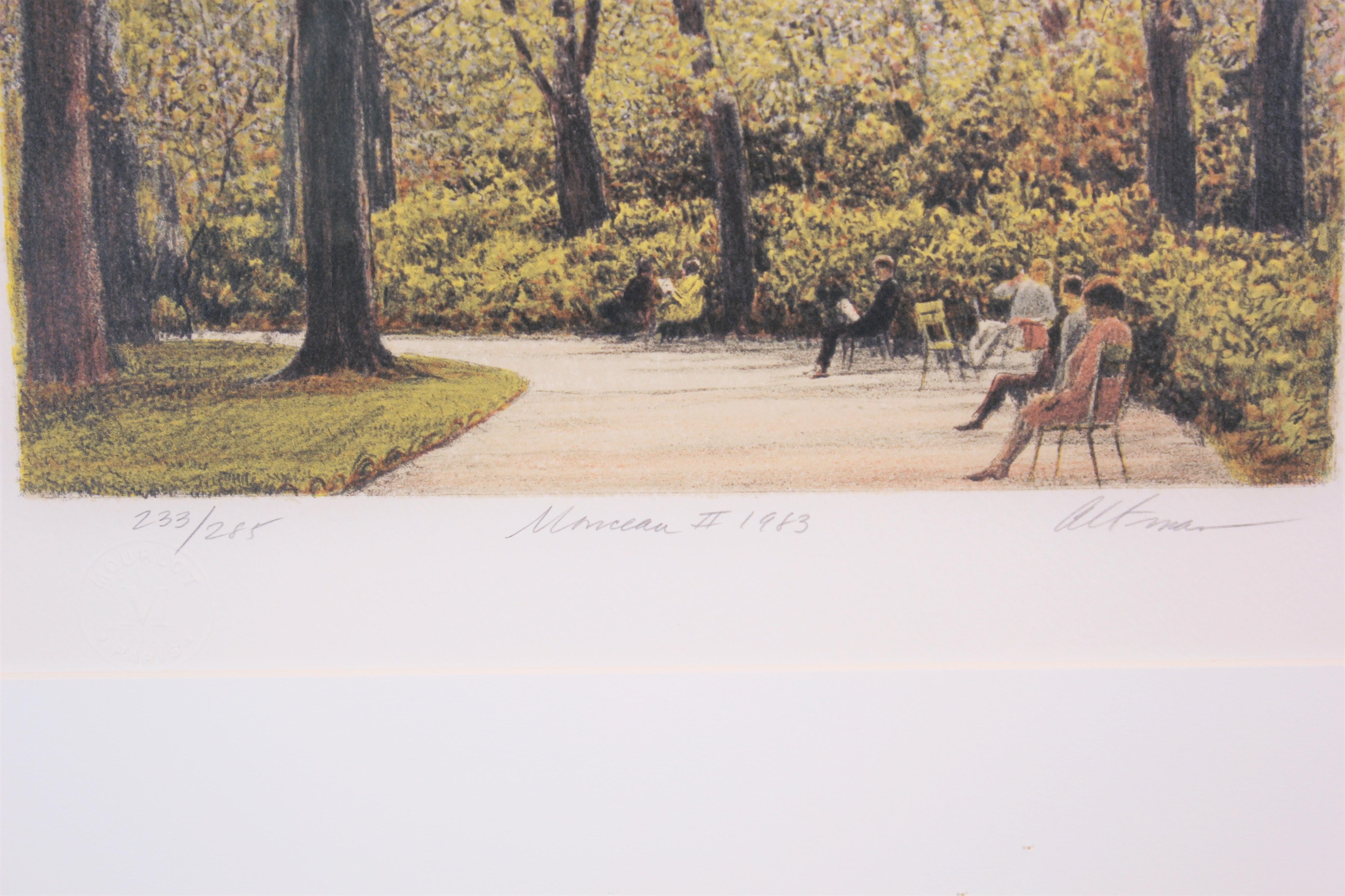 Set of four lithography of Central Park in New York City. Each print is signed by the artist with an edition number 233/238. Framed in a dark wooden frame with an off white matte.

Dimensions without Frame: H. 13.5 in x W 9 in

Artist Biography: