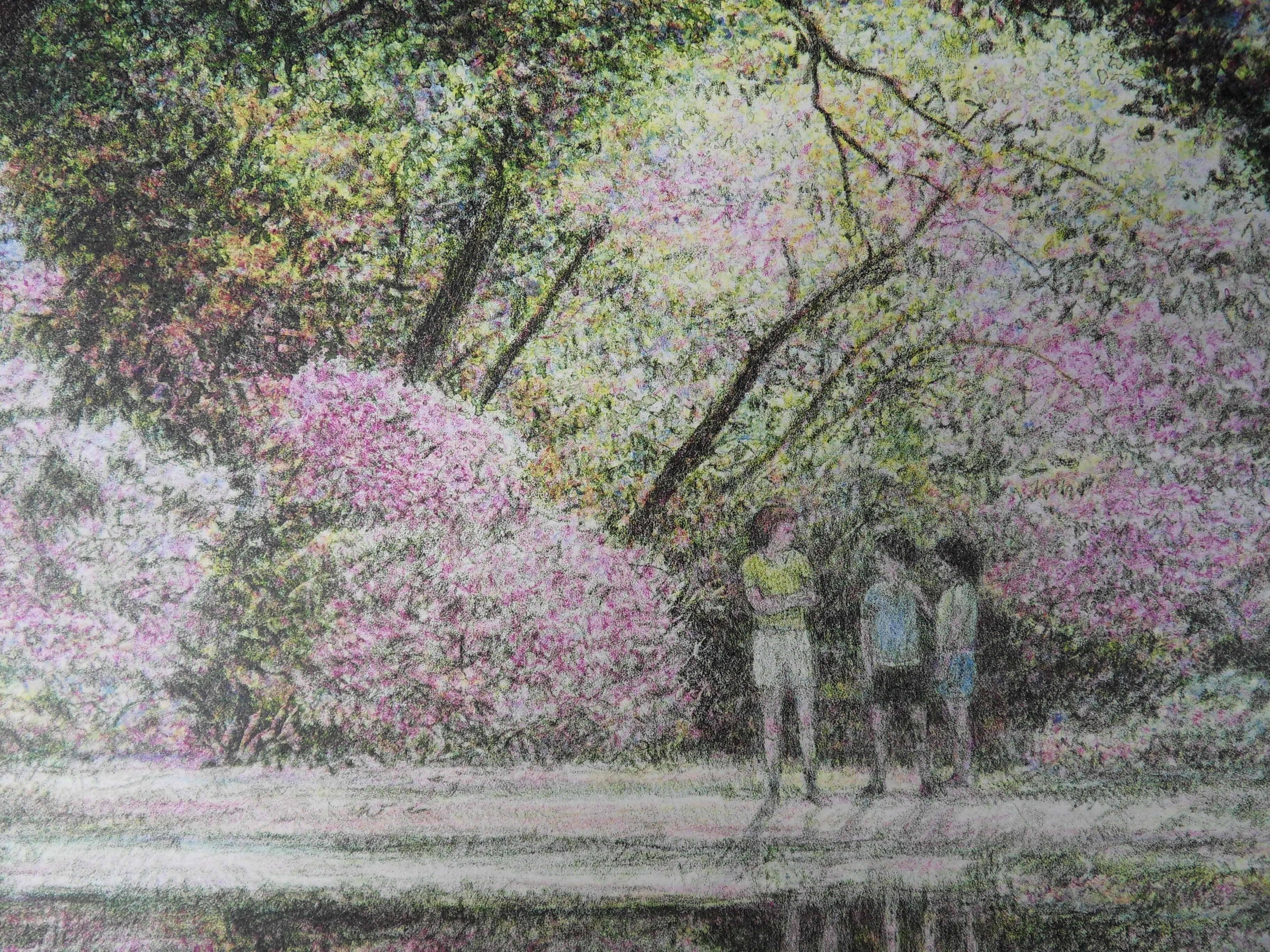 New York City: Primavera a Central Park - Litografia originale firmata a mano - Print Moderno di Harold Altman