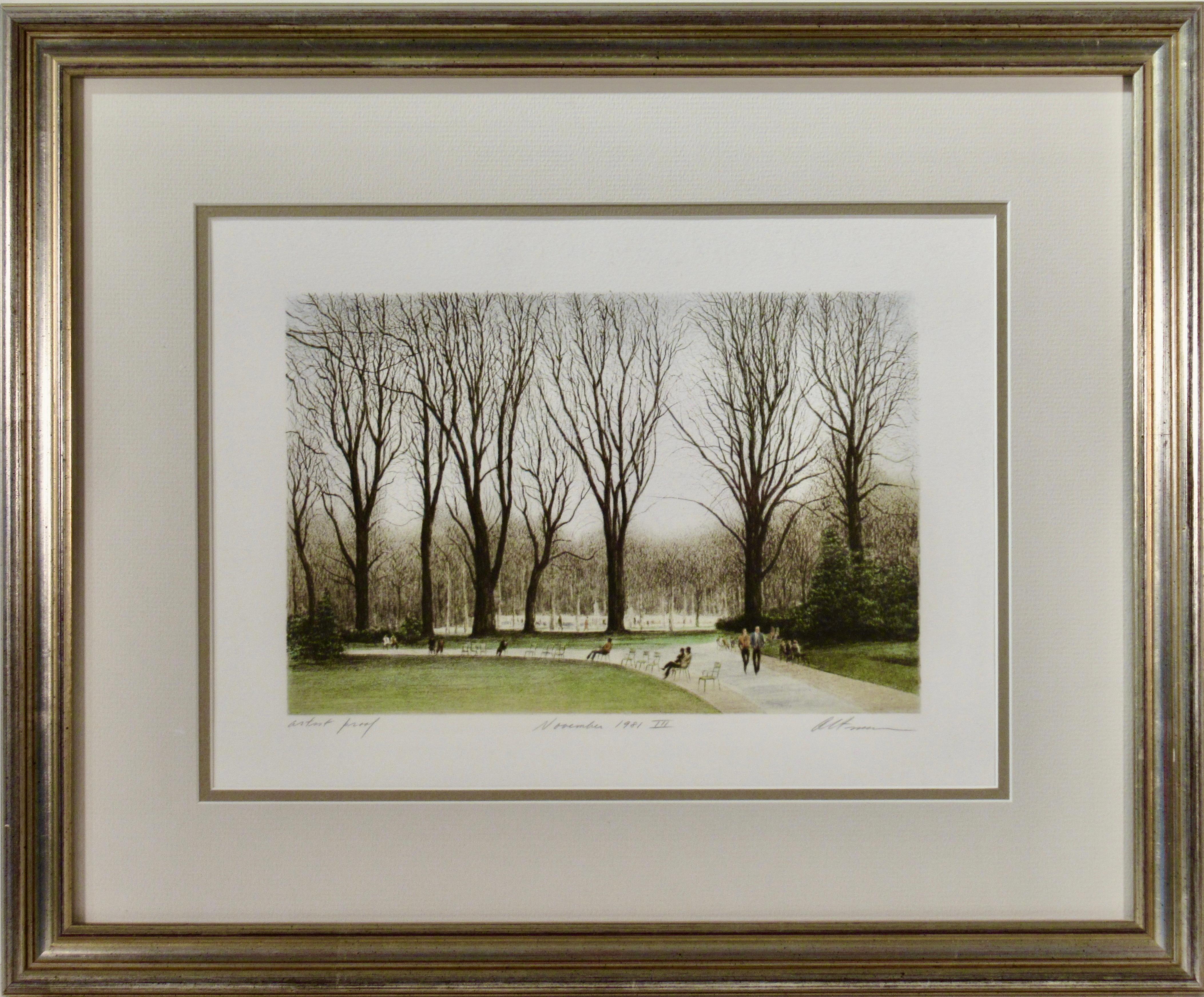 Landscape Print Harold Altman - Novembre 1981 III (Jardin du Luxembourg, Paris)