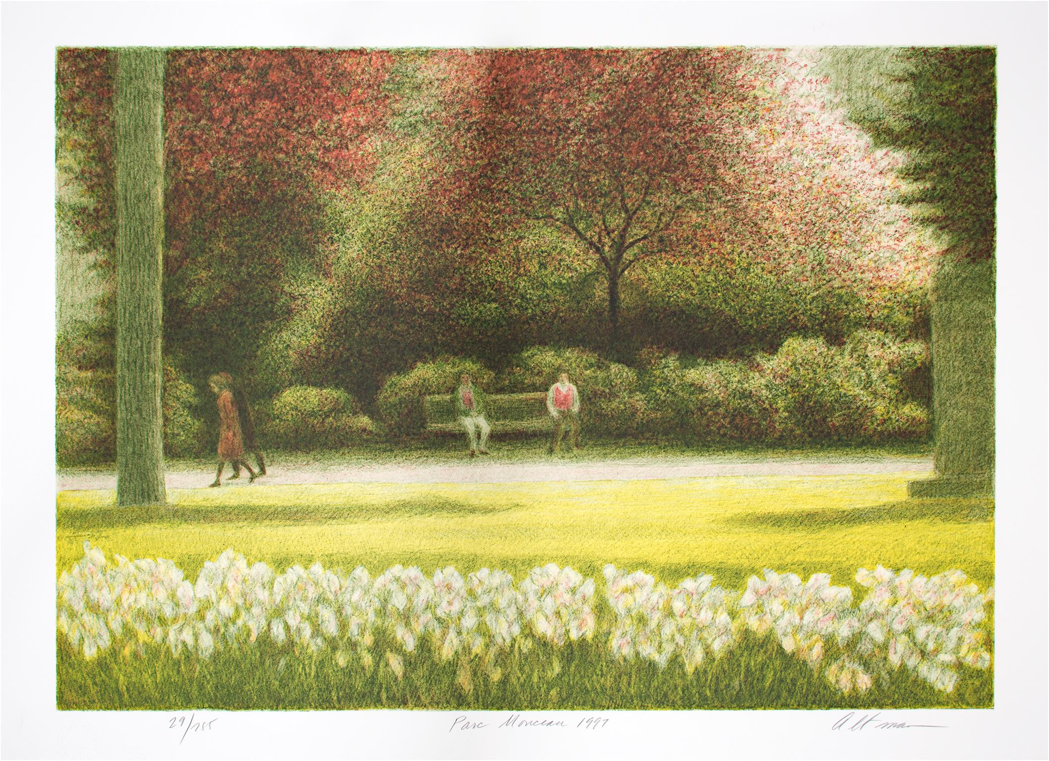 "Parc Monceau, " Original Color Lithograph signed by Harold Altman