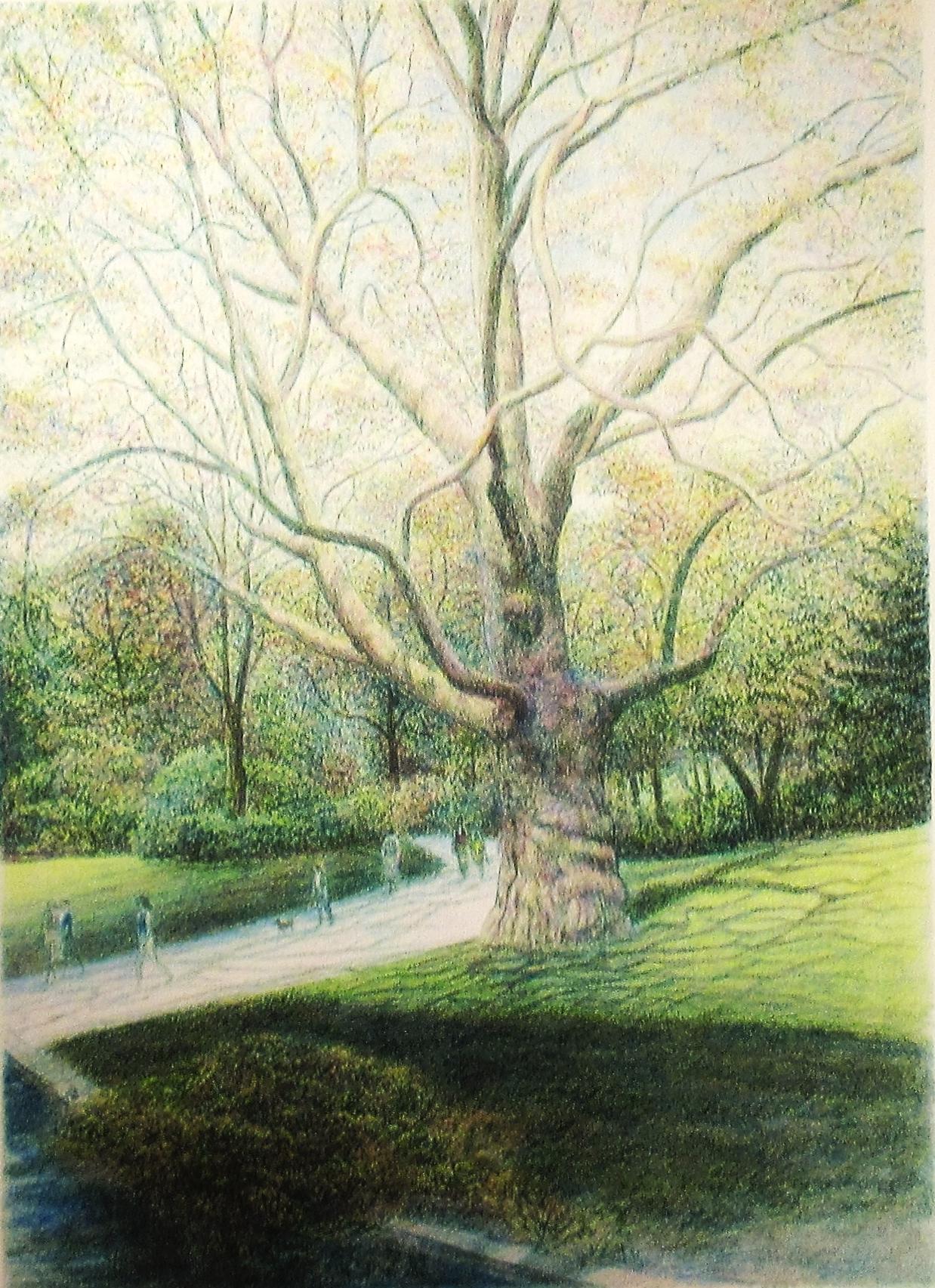 Parque Monceau, París - Print impresionista estadounidense de Harold Altman