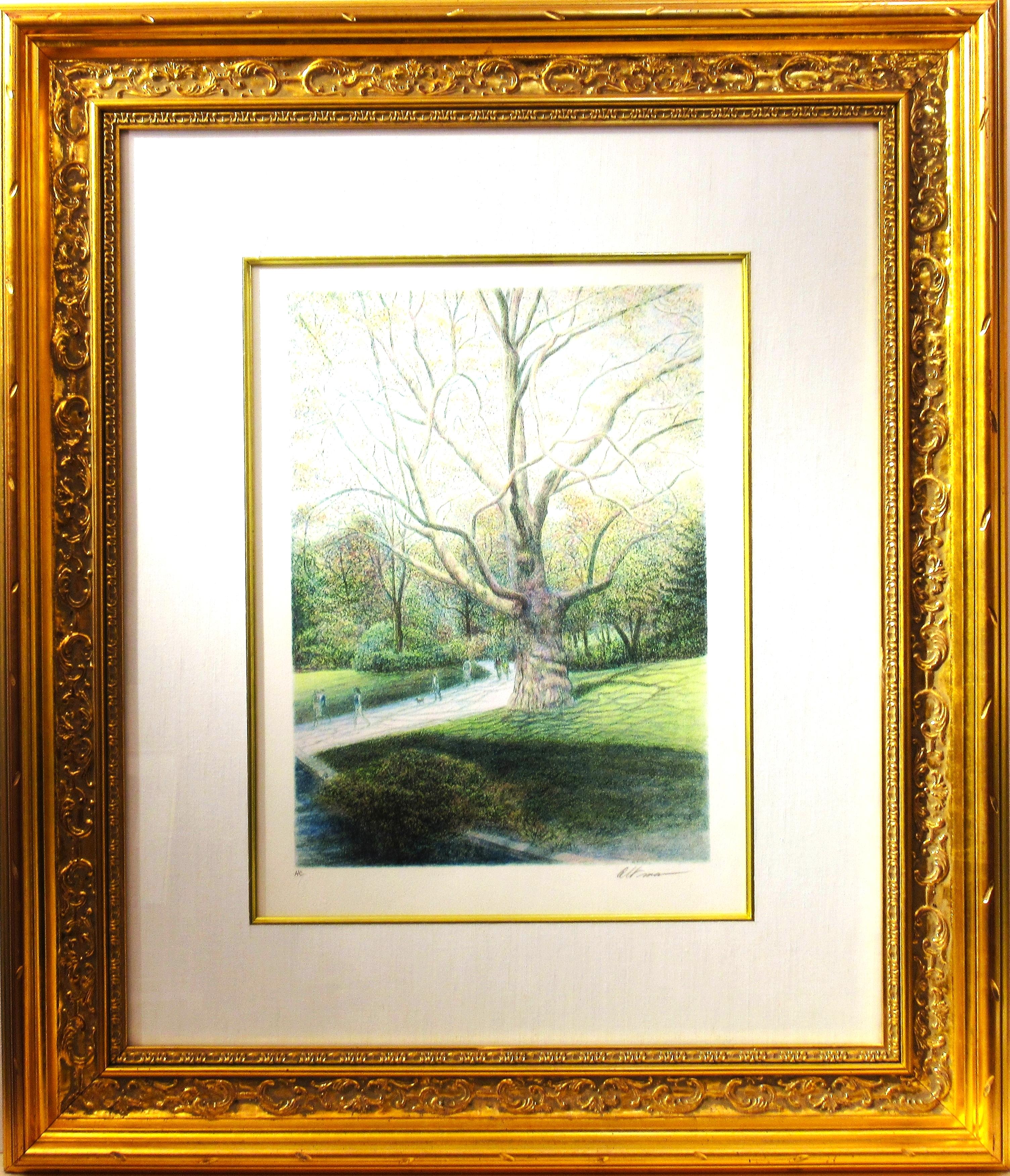 Figurative Print de Harold Altman - Parque Monceau, París