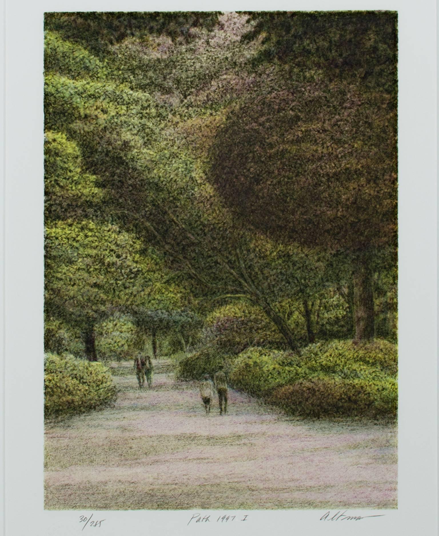"Path," Original Color Lithograph Park View signed by Harold Altman