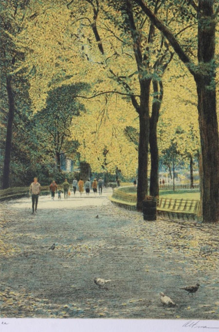 Landscape Print de Harold Altman - Palomas-Litografía de edición limitada, EA, firmada por el artista