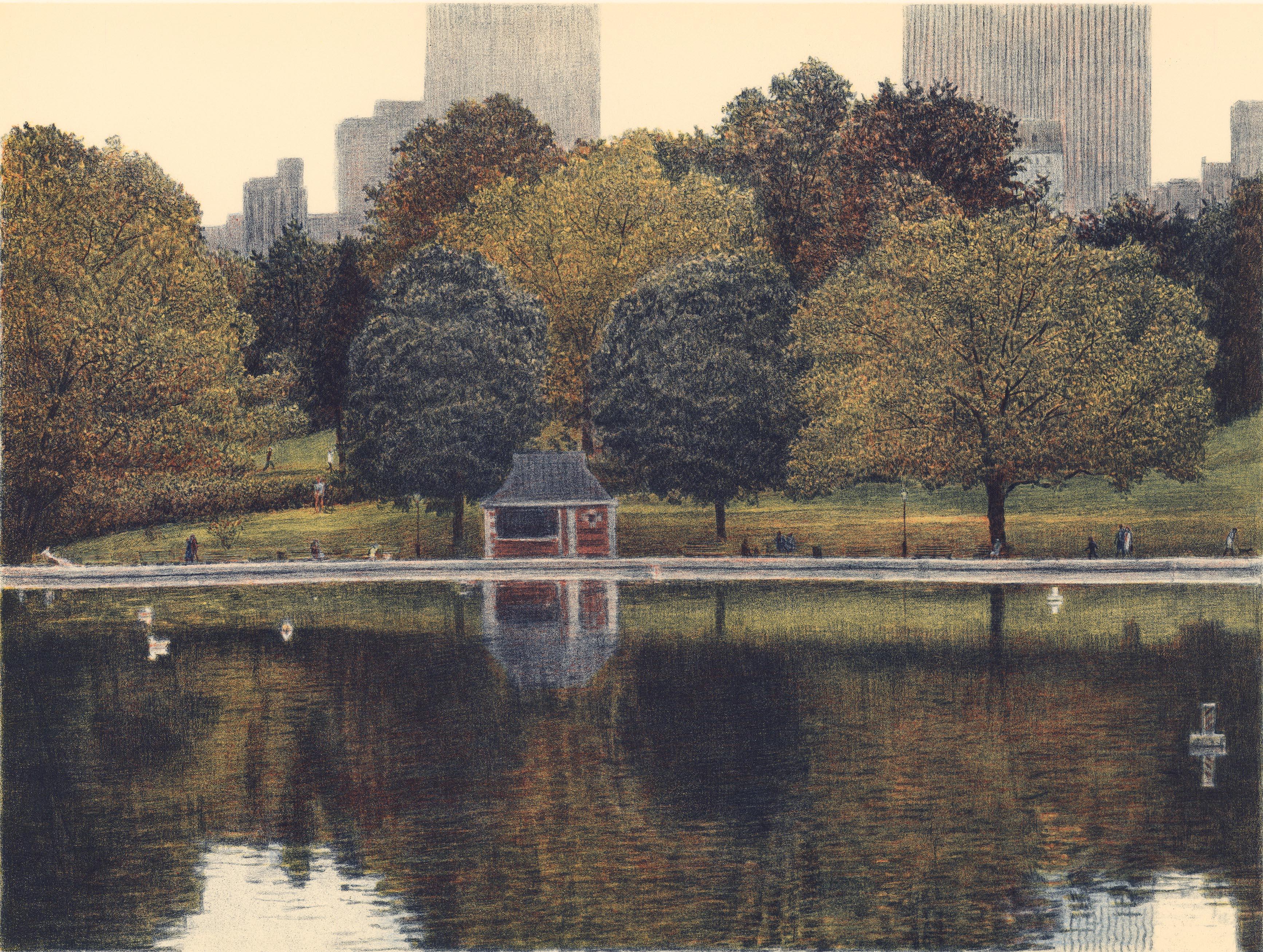 Harold Altman Landscape Print - Reflections.  [Central Park.]