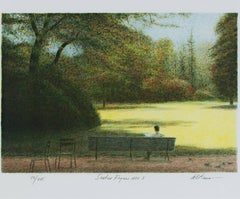 "Seated Figure," Original Color Lithograph Landscape signed by Harold Altman