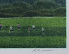 "Soccer Game, " Original Color Lithograph Landscape signed by Harold Altman