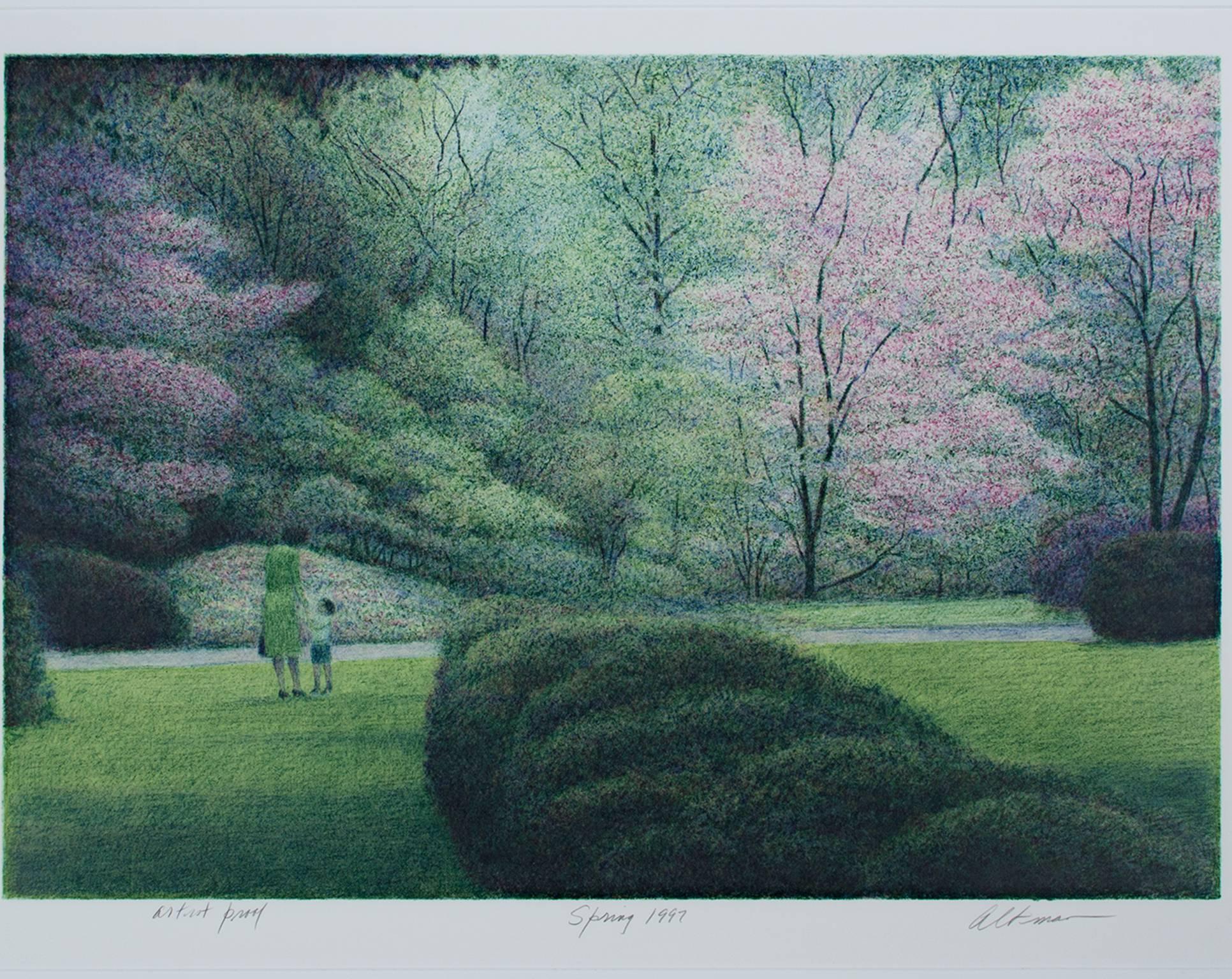 ハロルド・アルトマン「ニューヨークセントラルパーク春」リトグラフ