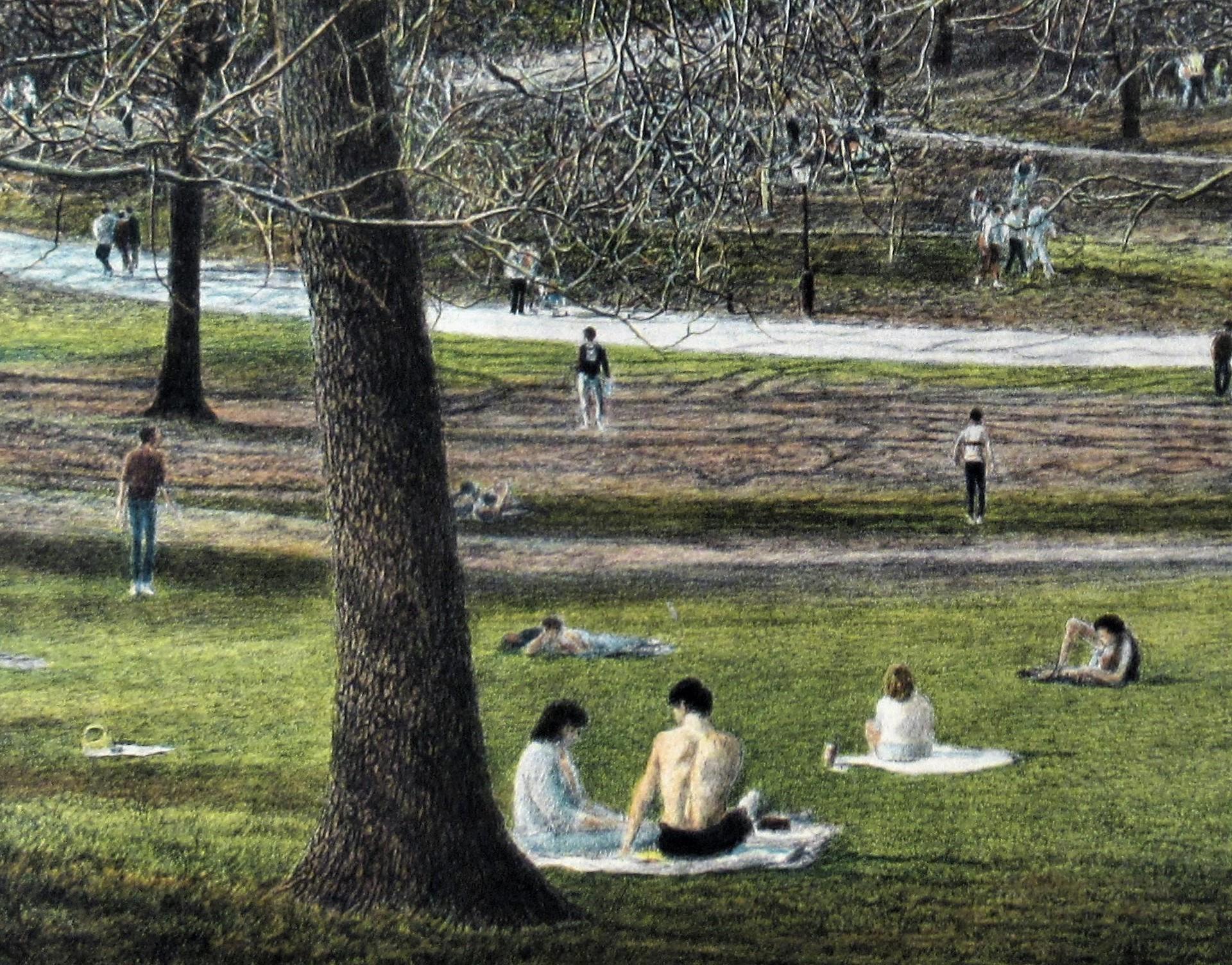 Sunday, Central Park - Impressionnisme américain Print par Harold Altman