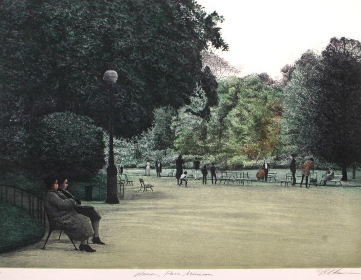 Landscape Print de Harold Altman - Mujeres Parc Morceau-Edición Limitada Aguafuerte, EA, Firmado por el Artista