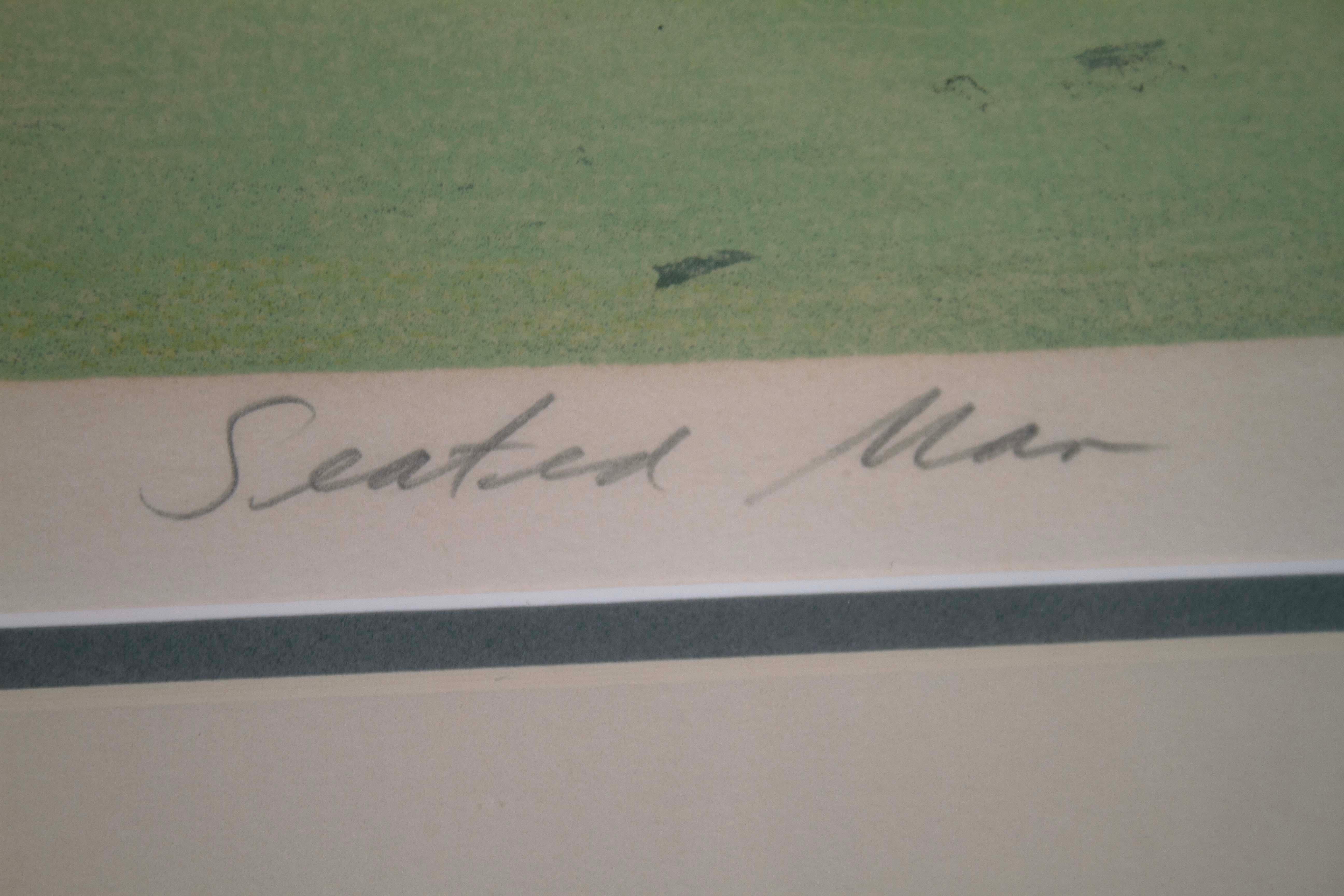 Harold Altman Homme assis signé Lithographie Vintage Modernity sur papier A.P. Encadré en vente 6