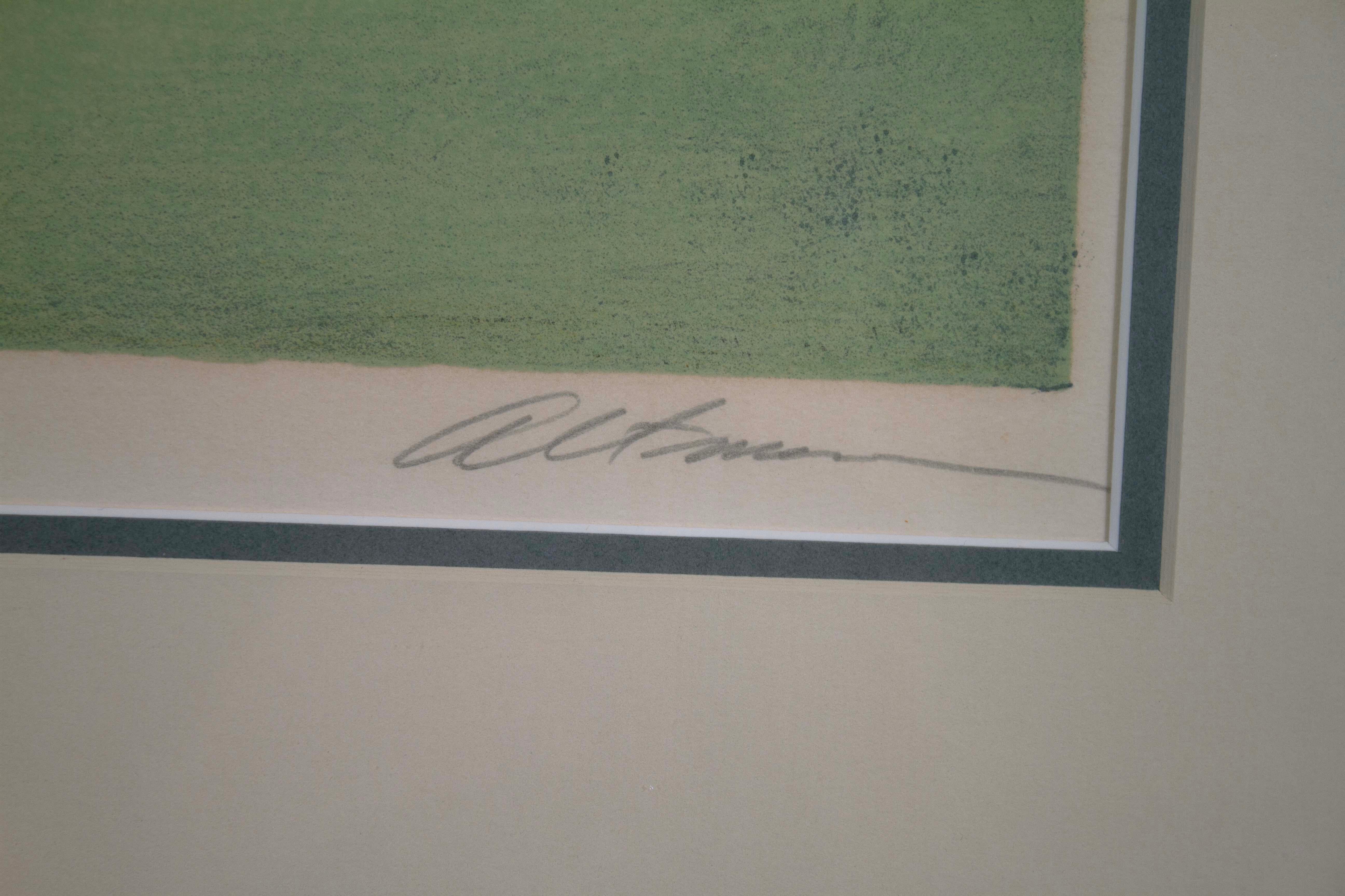 Harold Altman Homme assis signé Lithographie Vintage Modernity sur papier A.P. Encadré en vente 7
