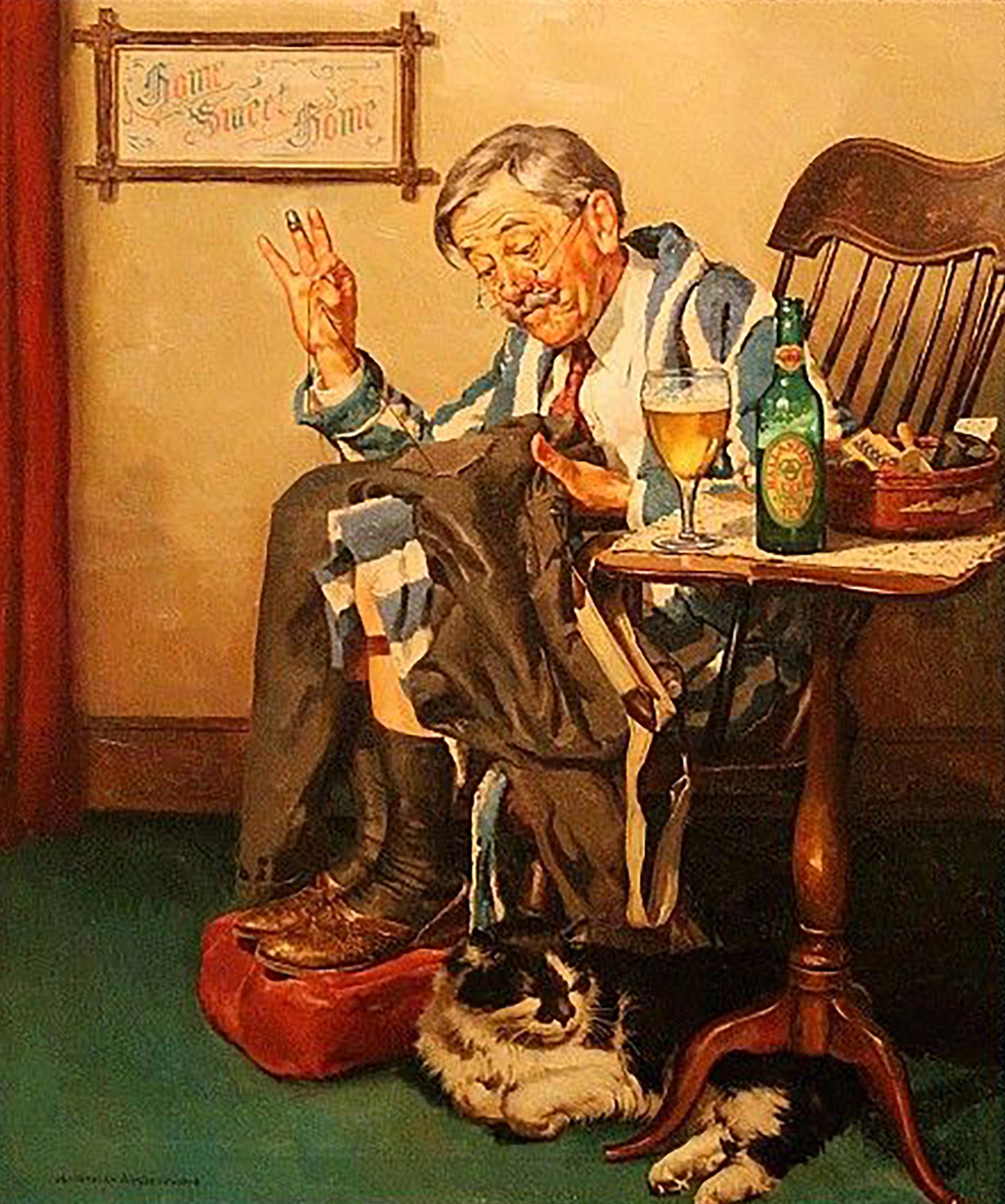 Figurative Painting di Harold Anderson - Pubblicità della birra Ballentine