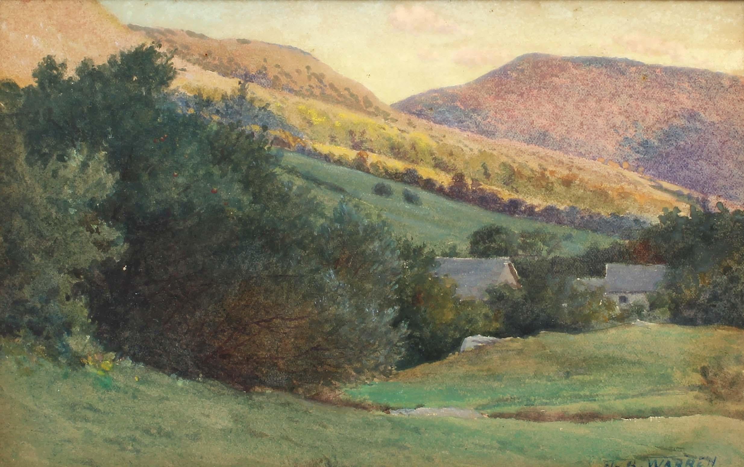 Antique American Painting Boston Hills Massachusetts Harold B. Warren 1901 For Sale 1