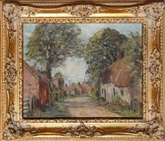 Village de Brigsley, Lincolnshire, peinture à l'huile de Harold Bennet 1920