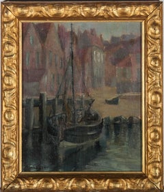 Antique Harold Bennett (1879-1955) - Early 20th Century Oil, Scarborough Fishing Pontoon