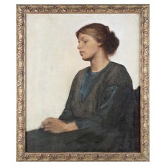 Vintage Harold C. Harvey (1874-1941) Portrait of a Seated Lady Oil Painting 