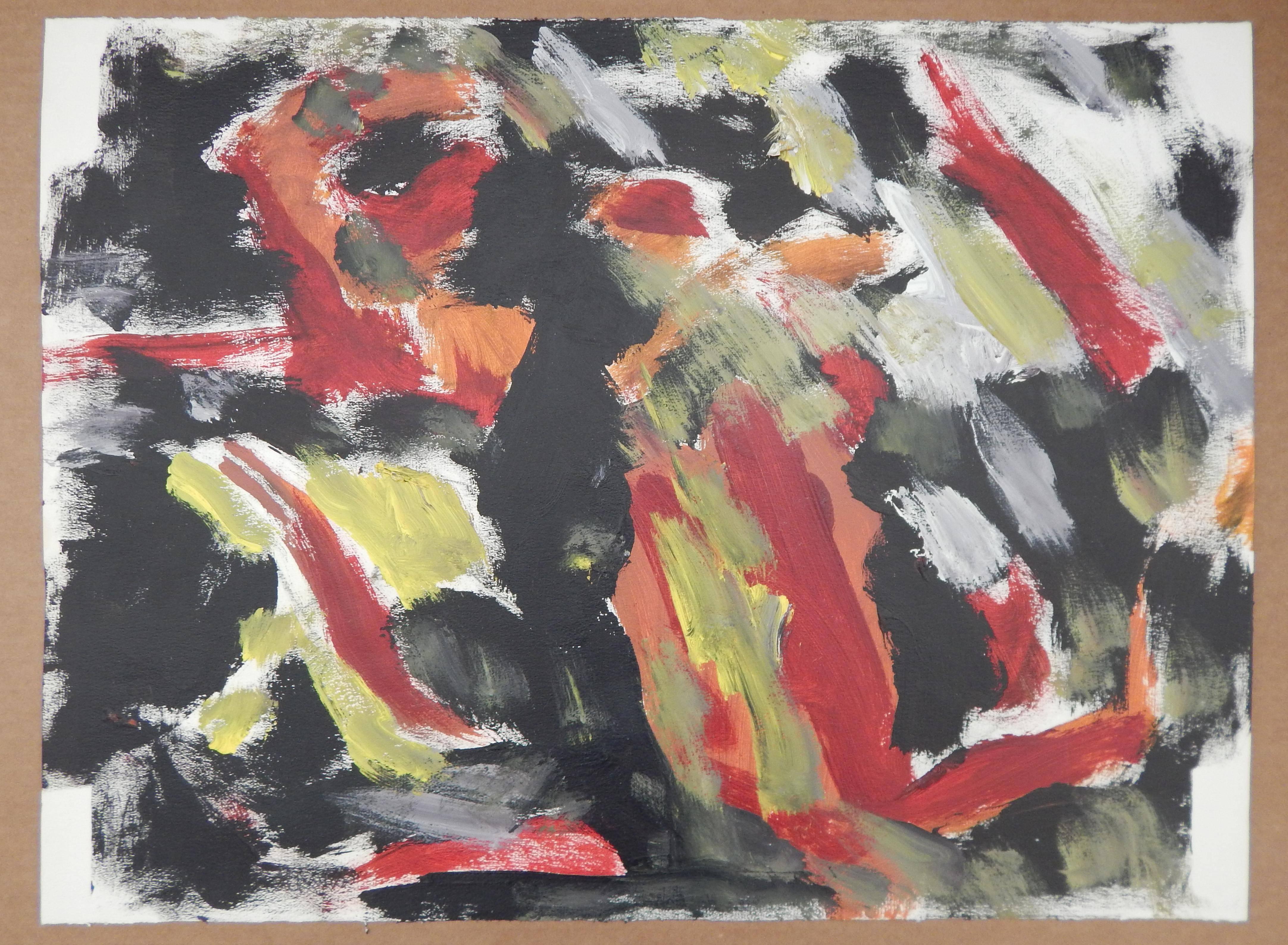 Harold Christopher Davies Expresionismo abstracto Óleo sobre papel, 1968 en venta 1