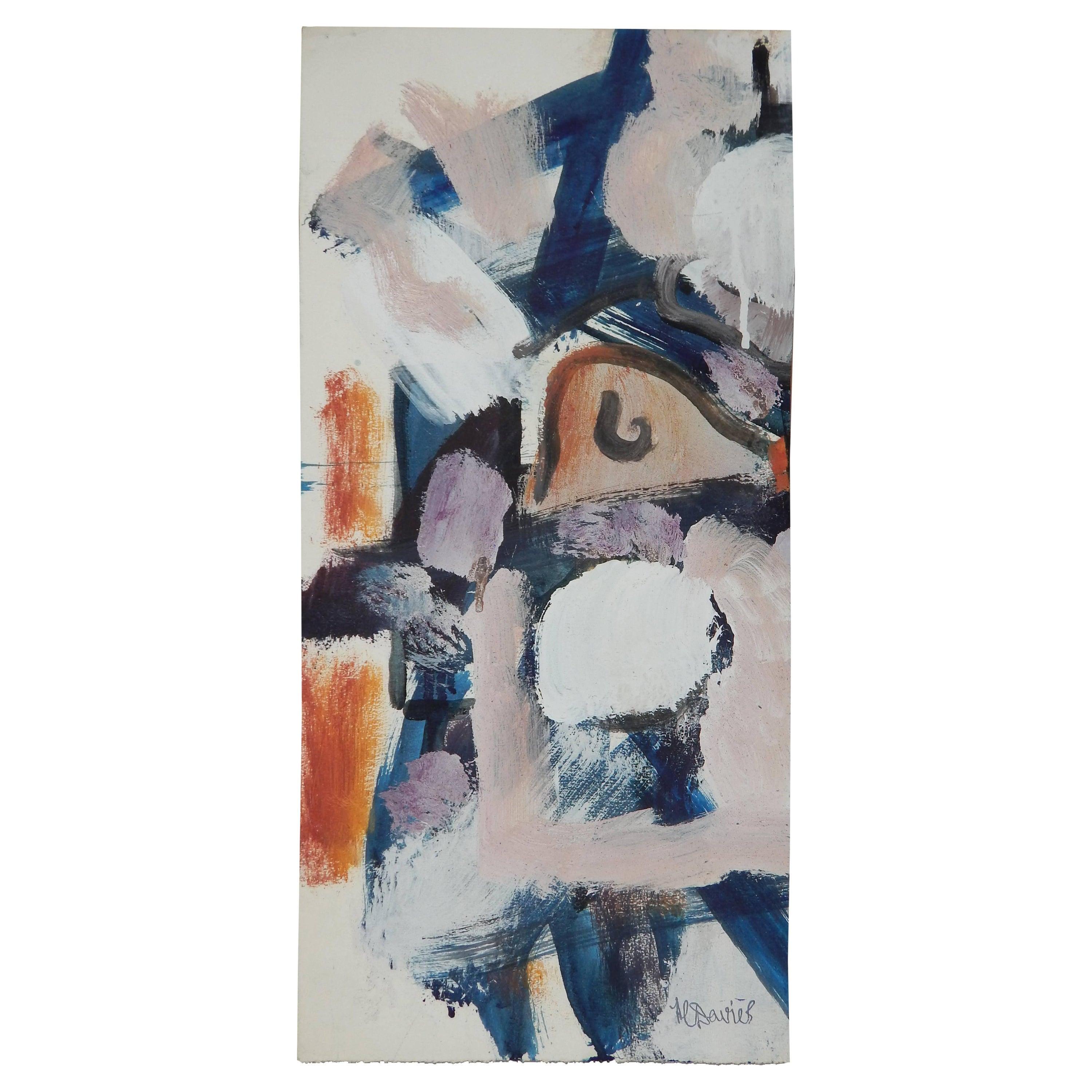 Harold Christopher Davies (1891-1976) abstrakte Malerei.
Signiert unten rechts, ca. 1960er Jahre
Maße: 18 1/4" H x 8 3/4" W
Öl auf Papier, ungerahmt

Davies begann seine formale Kunstausbildung im Alter von 14 Jahren und schrieb sich am Corcoran Art