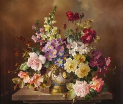 Still Life of Flowers in a Gilt Mounted Ceramic Vase