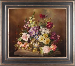 Still Life of Flowers in a Gilt Mounted Ceramic Vase