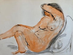 2 Sided Expressionist Detroit Modernist Painting Female Nude, Night Cruise Ship