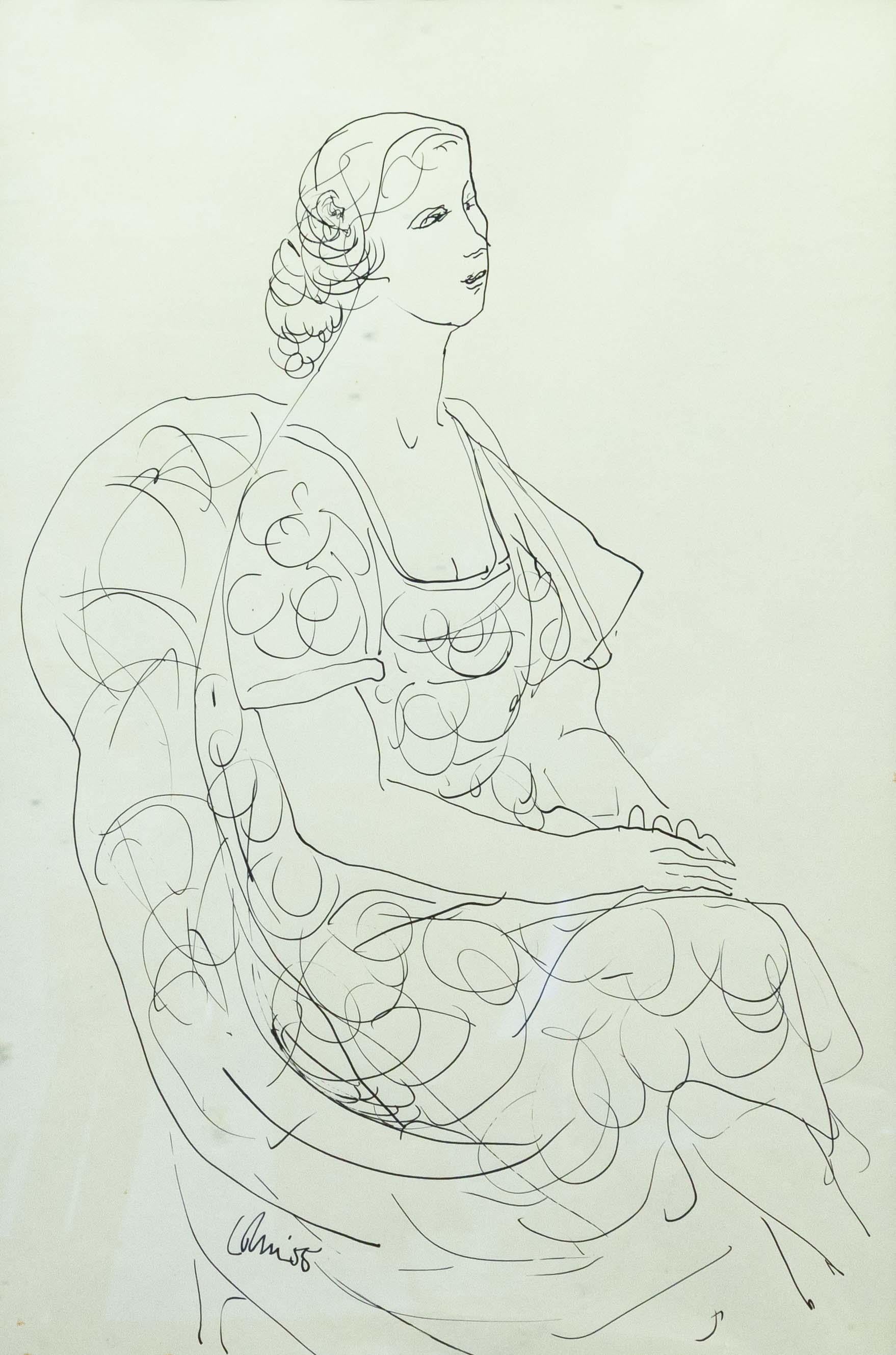 Harold Cohn Beauty in the Simplicity Signierte modernistische figurative Linienstudie (Moderne) im Angebot