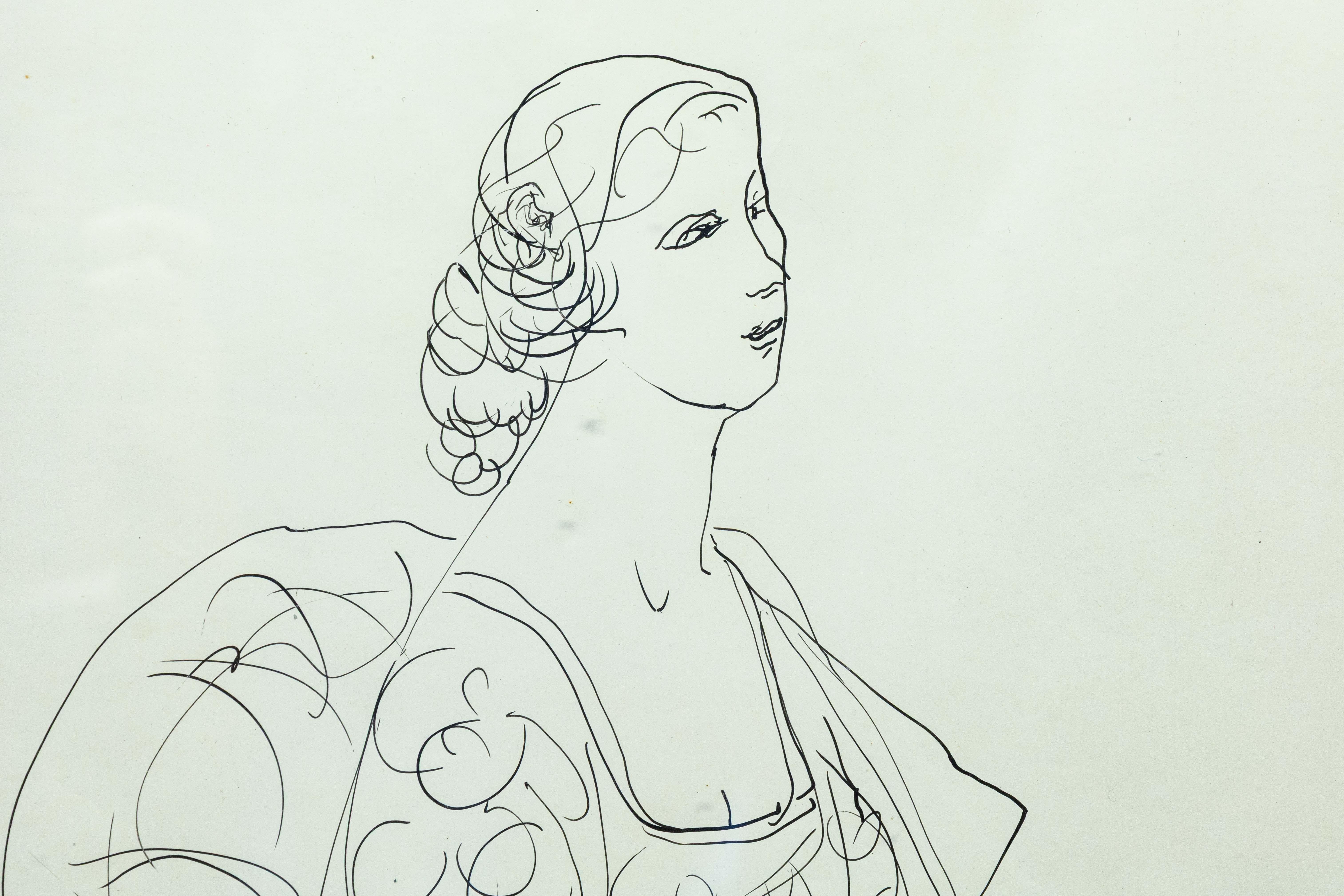 Harold Cohn Beauty in the Simplicity Signierte modernistische figurative Linienstudie (amerikanisch) im Angebot