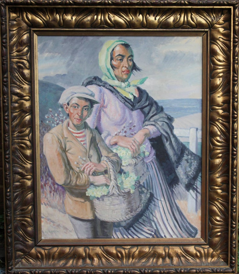 The Primrose Sellers - British 30's Post Impressionist oil portrait landscape 1