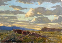 "Dawson Butte Sunset" (2022) di Harold Deist, paesaggio impressionista originale