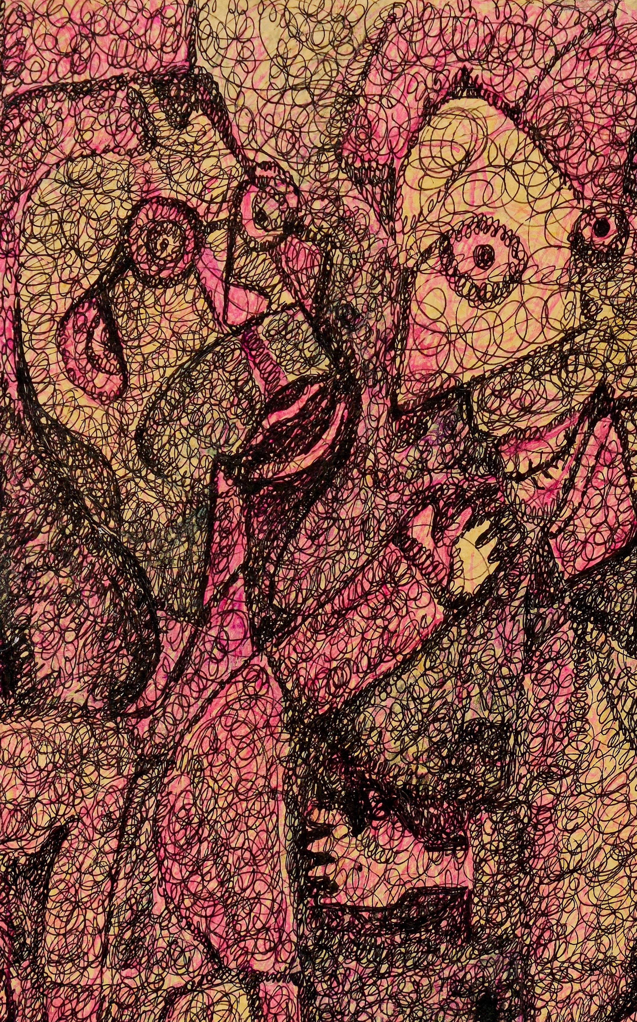 Harold Dry Schmidt (1933 - 1979) Outsider Art Figural Abstrakt Mixed Media im Angebot 3
